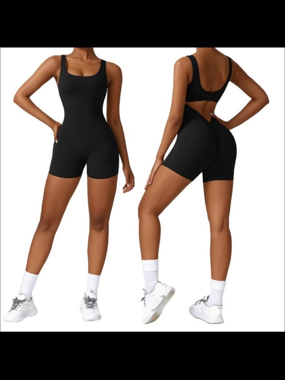Black Sleeveless Active Romper